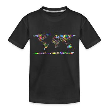Abstrakte Weltkarte - Kinder Premium Bio T-Shirt - Schwarz - Vorne