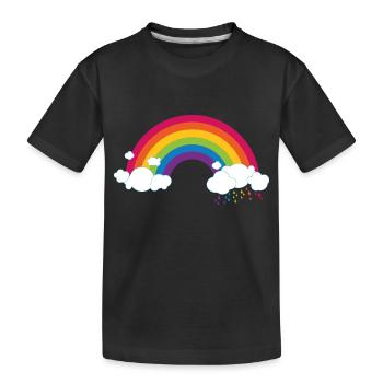 Regenbogen mit Wolke - Kinder Premium Bio T-Shirt - Schwarz - Vorne