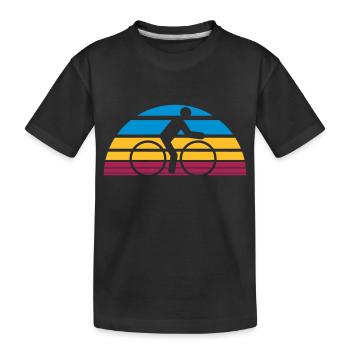 bunt streifen linien urlaub ferien sonne sommer su - Kinder Premium Bio T-Shirt - Schwarz - Vorne