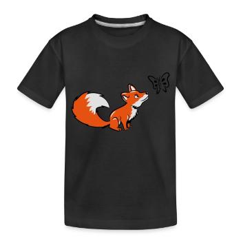 Fuchs klein süss schmetterling - Kinder Premium Bio T-Shirt - Schwarz - Vorne