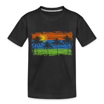 Palmen & Streifen - Kinder Premium Bio T-Shirt - Schwarz - Vorne