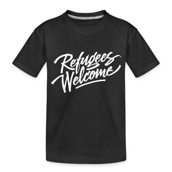 Refugees Welcome T-Shirt - Kids' Premium Organic T-Shirt - black - Front