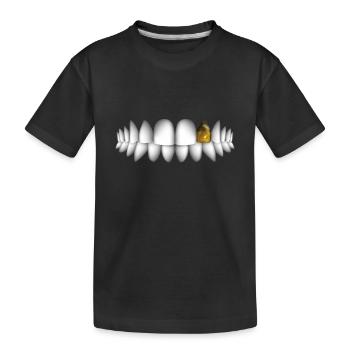 teeth with gold tooth - Kids' Premium Organic T-Shirt - black - Front