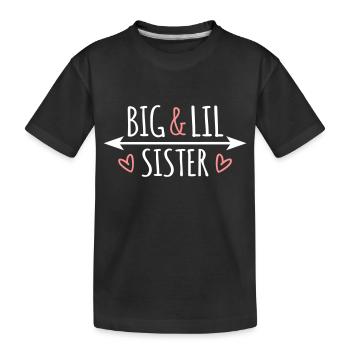Big Lil Sis Big Little Sister Sisters Heart - Kids' Premium Organic T-Shirt - black - Front