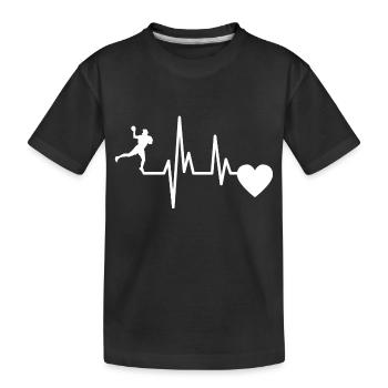 Handball EKG Herzschlag Handballspieler Handballer - Kinder Premium Bio T-Shirt - Schwarz - Vorne