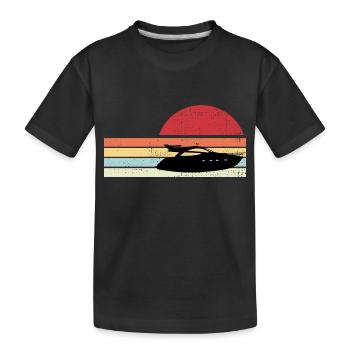 Retro Motorboot - Kinder Premium Bio T-Shirt - Schwarz - Vorne