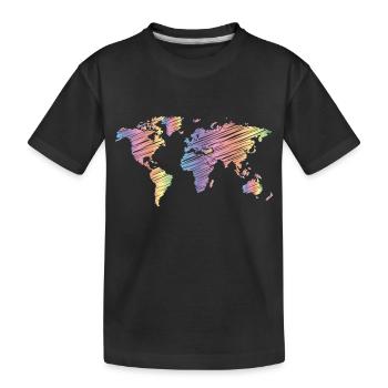 Pastel World Map Colorful World - Kids' Premium Organic T-Shirt - black - Front