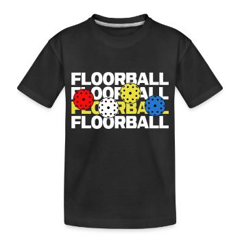 floorball unihockey floorbälle - Kinder Premium Bio T-Shirt - Schwarz - Vorne