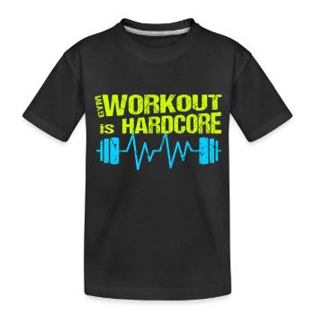 Gym Workout is Hardcore Training with Dumbbell - Kids' Premium Organic T-Shirt - black - Front