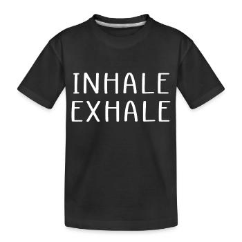 Zitat zum Ausatmen einatmen - Kinder Premium Bio T-Shirt - Schwarz - Vorne