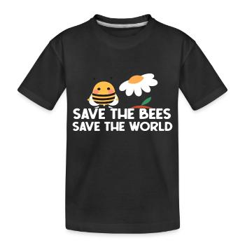 Save the Bees Save the World - Kids' Premium Organic T-Shirt - black - Front