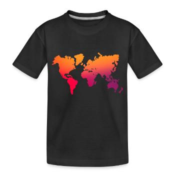 carte du monde orange - rouge - T-shirt bio Premium Enfant - noir - Devant