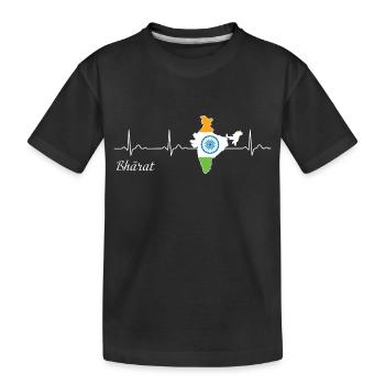 Bharat Heartbeat J’aime le drapeau de l’Inde - T-shirt bio Premium Enfant - noir - Devant