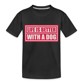 better with a dog - Kids' Premium Organic T-Shirt - black - Front