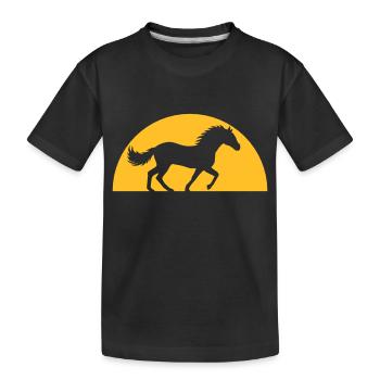 Abend Sonne Pferd Horizont - Kinder Premium Bio T-Shirt - Schwarz - Vorne