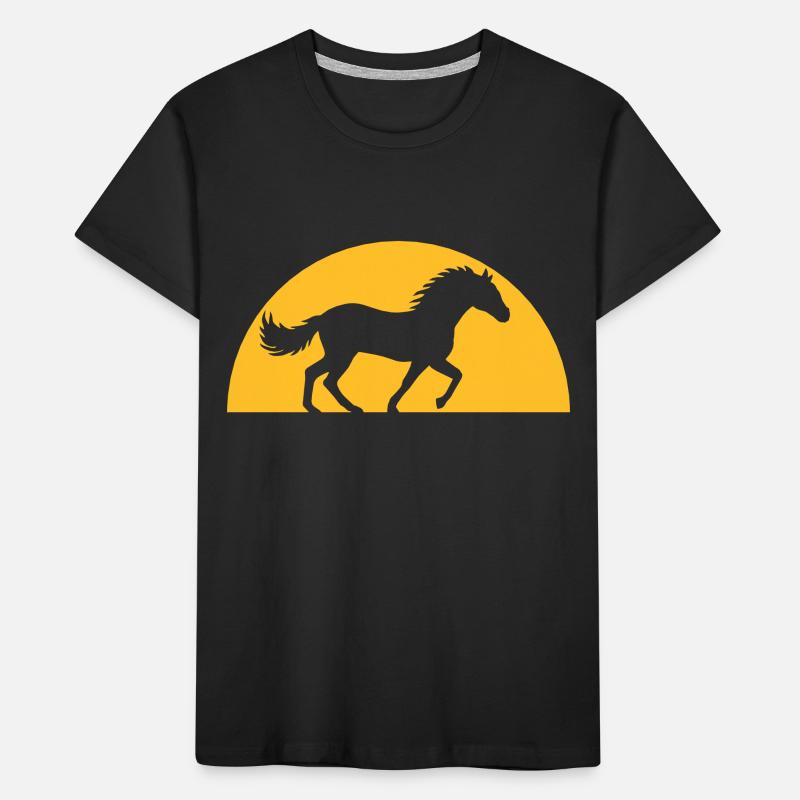 Abend Sonne Pferd Horizont Kinder Premium Bio T-Shirt