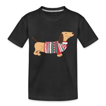 Drôle de Teckel de Noël Teckel de Noël Chien - T-shirt bio Premium Enfant - noir - Devant