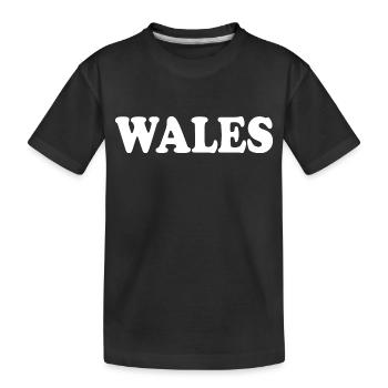 Wales - Kids' Premium Organic T-Shirt - black - Front