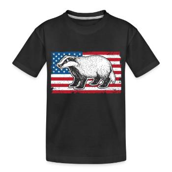 Honey Badger Drapeau américain pour un miel patriote - T-shirt bio Premium Enfant - noir - Devant