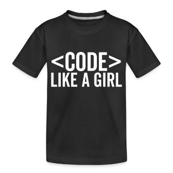 Code wie ein Mädchen - Kinder Premium Bio T-Shirt - Schwarz - Vorne