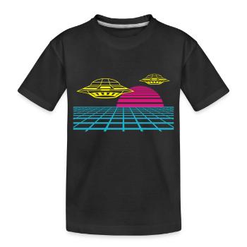 Verpasse deinem Outfit etwas Retro UFO Invasion - Kinder Premium Bio T-Shirt - Schwarz - Vorne