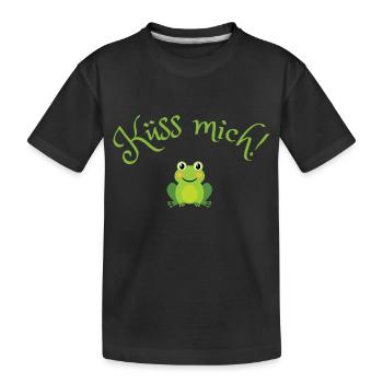 Küss mich | Froschkönig | Märchen - Kinder Premium Bio T-Shirt - Schwarz - Vorne