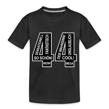 44. Geburtstag Wow Lustiges Motiv Nummer Ziffer 44 - Kinder Premium Bio T-Shirt - Schwarz - Vorne
