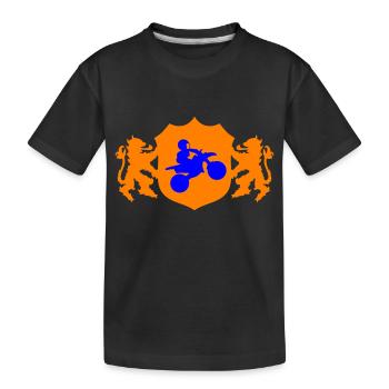 motocross racer wappen 002 - Kinder Premium Bio T-Shirt - Schwarz - Vorne