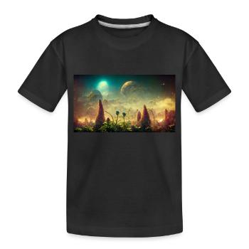 Futuristic world - Kids' Premium Organic T-Shirt - black - Front