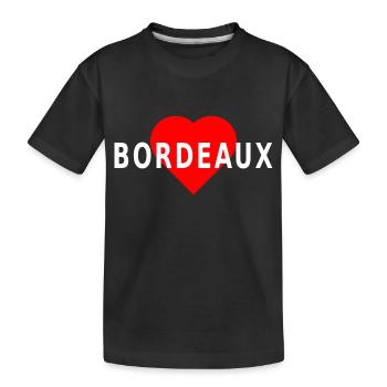 Bordeaux, red heart - Kids' Premium Organic T-Shirt - black - Front
