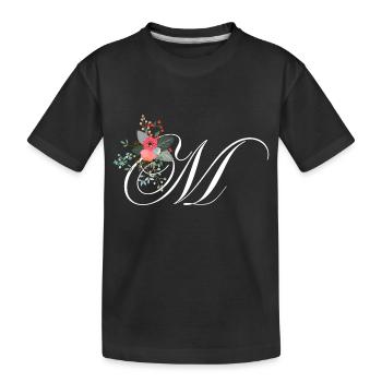Buchstabe m blumig - Kinder Premium Bio T-Shirt - Schwarz - Vorne