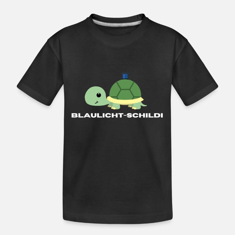 Blaulicht-Schildi | Geschenk, Geschenkidee - Kinder Premium Bio T-Shirt - Schwarz