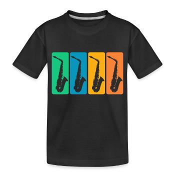 Sammlung von Vintage-Saxophonen - Kinder Premium Bio T-Shirt - Schwarz - Vorne