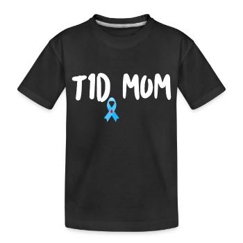 Proud Type 1 Diabetes Mom - T1D awareness ribbon - Kids' Premium Organic T-Shirt - black - Front