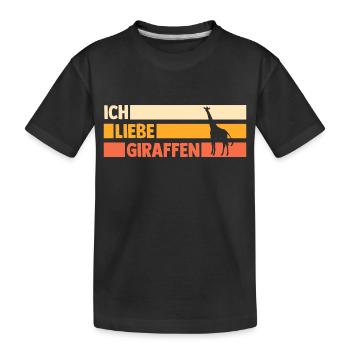 Giraffe Giraffen - Kinder Premium Bio T-Shirt - Schwarz - Vorne