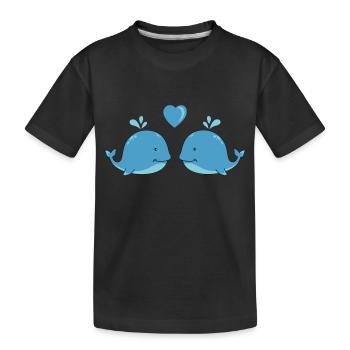 Baleines amoureuses - T-shirt bio Premium Enfant - noir - Devant