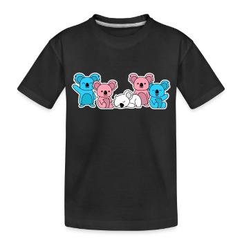 Trans flag koala design for trans people - Kids' Premium Organic T-Shirt - black - Front