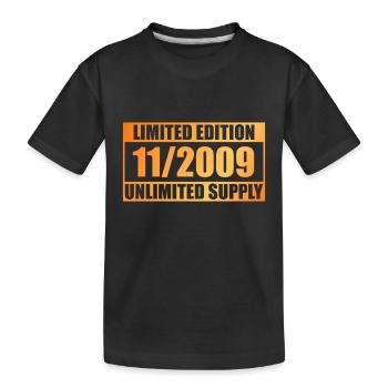 14th Anniversary Limited Edition - ꝏ Supply 11/2009 - Kids' Premium Organic T-Shirt - black - Front