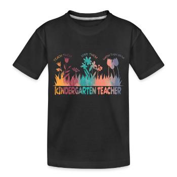 Kindergarten Teacher Flower Groovy Teacher Back to top - Kids' Premium Organic T-Shirt - black - Front
