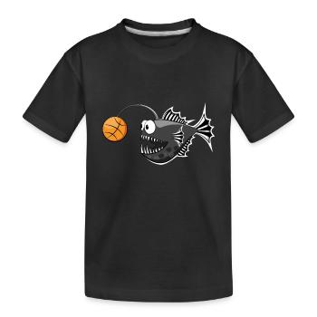 Frogfish Basketball Black White Striped - Kids' Premium Organic T-Shirt - black - Front
