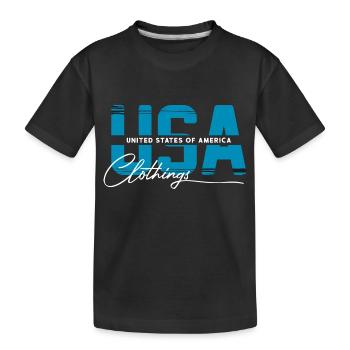 USA - Kinder Premium Bio T-Shirt - Schwarz - Vorne
