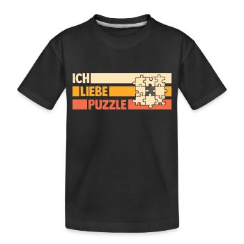 Puzzlefan Puzzler Puzzleteile Puzzle - Kinder Premium Bio T-Shirt - Schwarz - Vorne