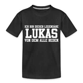 Lukas Name Design - Kinder Premium Bio T-Shirt - Schwarz - Vorne