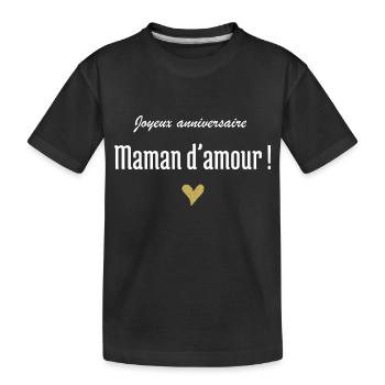 Happy Birthday Love Mom - Kids' Premium Organic T-Shirt - black - Front