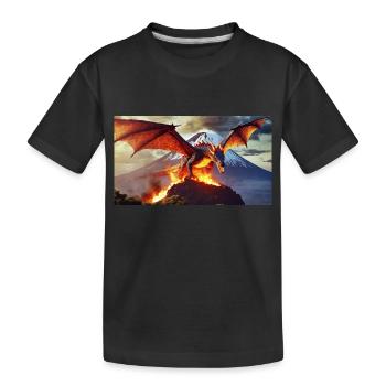 Ein realistischer, majestätischer dunkler Drache erklimmt ein v - Kinder Premium Bio T-Shirt - Schwarz - Vorne