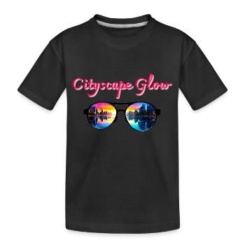 Cityscape Glow, Sonnenbrille - Kinder Premium Bio T-Shirt - Schwarz - Vorne