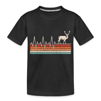 Hirsch Herzschlag - Kinder Premium Bio T-Shirt - Schwarz - Vorne