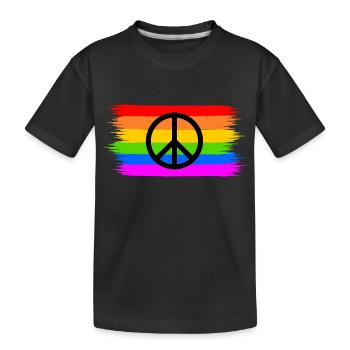 Signe de paix de paix sur le drapeau arc-en-ciel arc-en-ciel - T-shirt bio Premium Enfant - noir - Devant