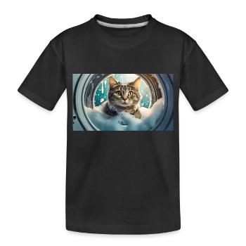 Wortspiel – Katzenwäsche - Kinder Premium Bio T-Shirt - Schwarz - Vorne