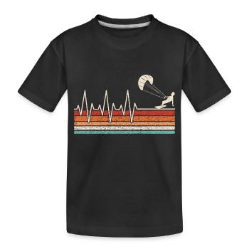 Kitesurfer heartbeat - Kids' Premium Organic T-Shirt - black - Front